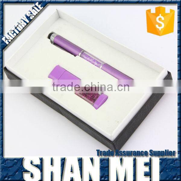 2015fashion design pen & keychains gifts set can attached logo factory wholesale