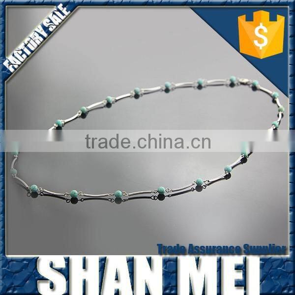 Blue gemstone beads necklace,sterling silver chain necklace