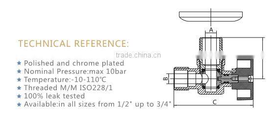 ART.3008 1/2"x1/2" or 1/2"x3/4" High Polished Chrome Plated CW617N Brass Angle Valve with Stainless Steel Filter and ABS Handle