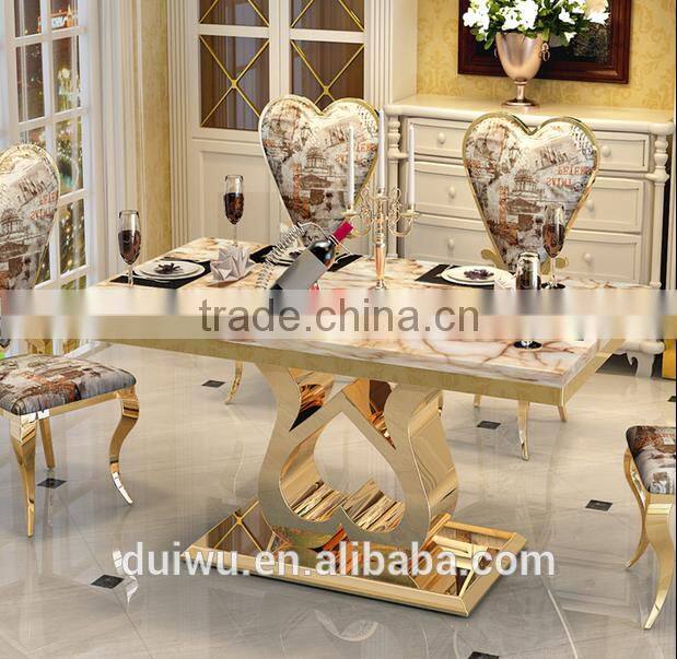 Foshan shunde hotel stainless steel marble round dining table