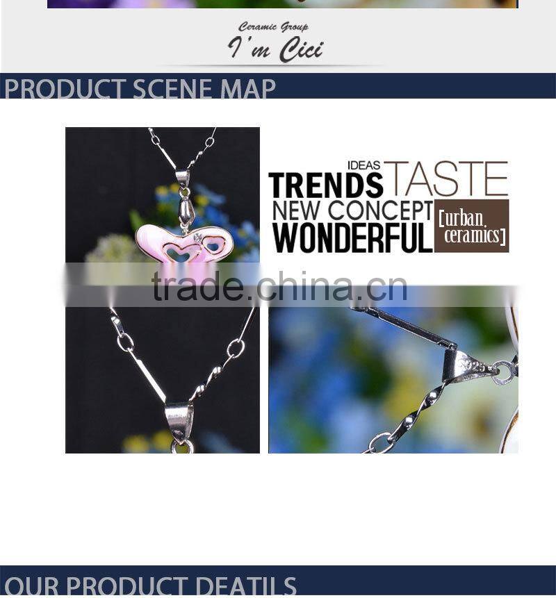 Popular heart shape ceramic jewelry white ceramic necklace CC-S030