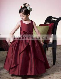 A-Line/Princess Scoop Neck cap sleeves Ankle-Length Organza Flower Girl Dress With Bow(s) Cascading Ruffles