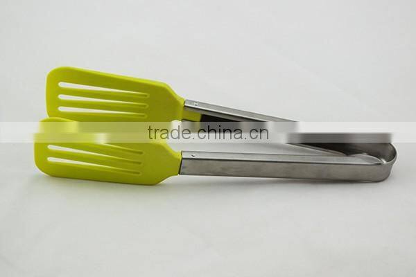2016 BBQ tool baking utensil stainless steel & nylon food tongs