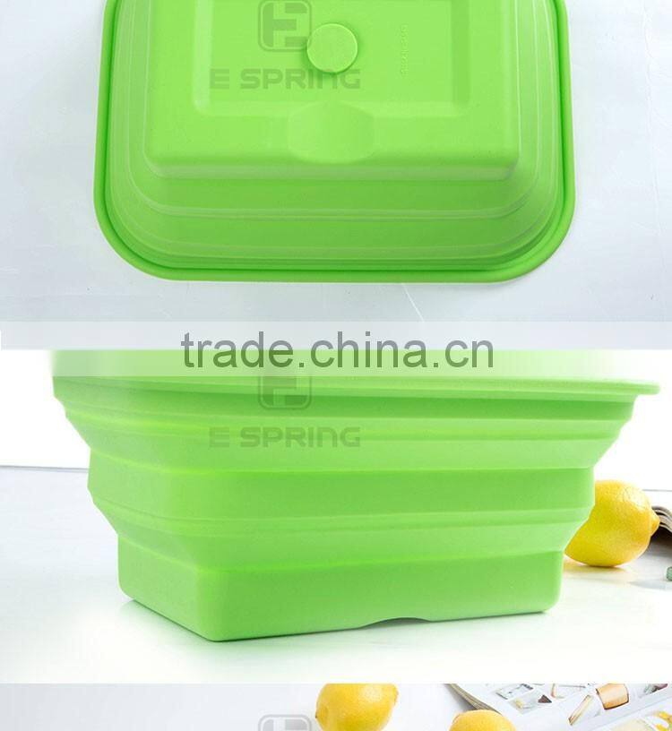 outdoor large capacity easy take storage Silicone folded camping fruit vegetable basin outdoor folding basin cutlery