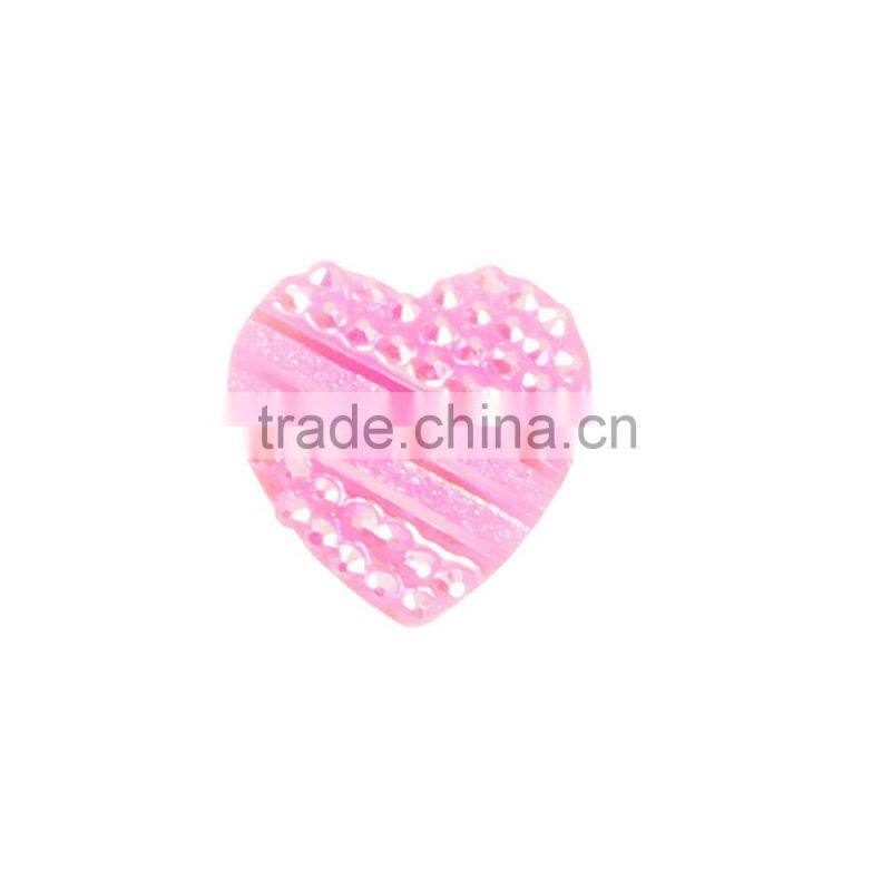 2016 fashion heart resin stone with flat back in green color CXX-0092