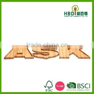 Hot new products for 2016 Letter bamboo snack tray wholesale