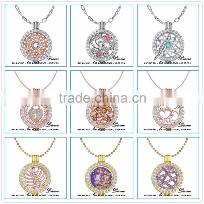 Alloy Necklace Locket, Coin Gold Necklace,Charm Crystal Necklace Women