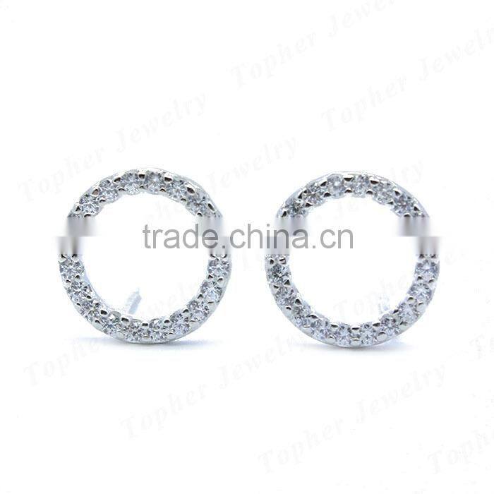 925 sterling silver simple stud earring with zircon