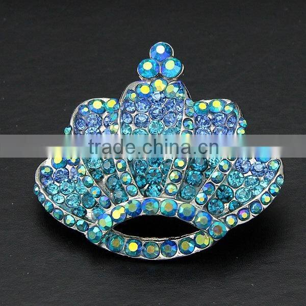 2015 fashion alloy vintage colorful rhinestone crown beautiful brooch