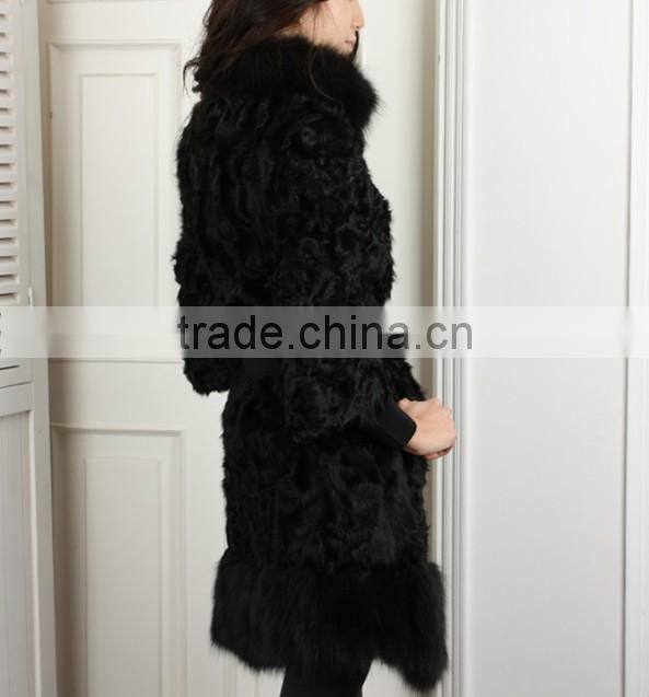 2015 hot selling on fashion lamb fur coat for ladys
