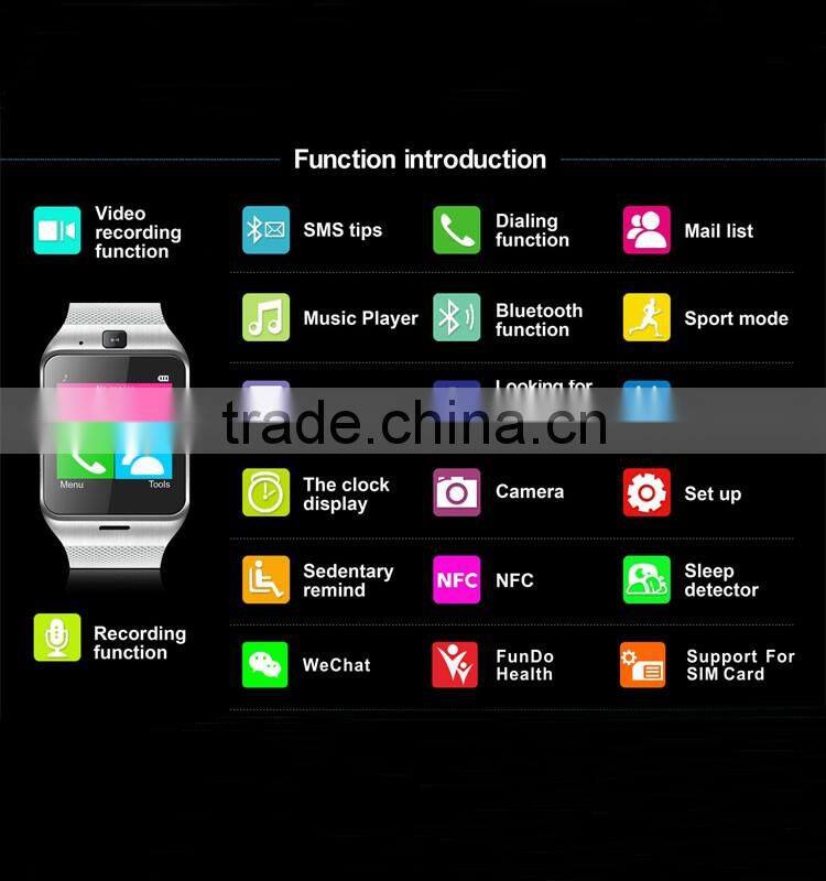 GV18 Smartwatch Bluetooth Sport Fitness Pedometer Camera Clock Bracelet Touch Screen Smart Watch Android Mobile Cell Phone