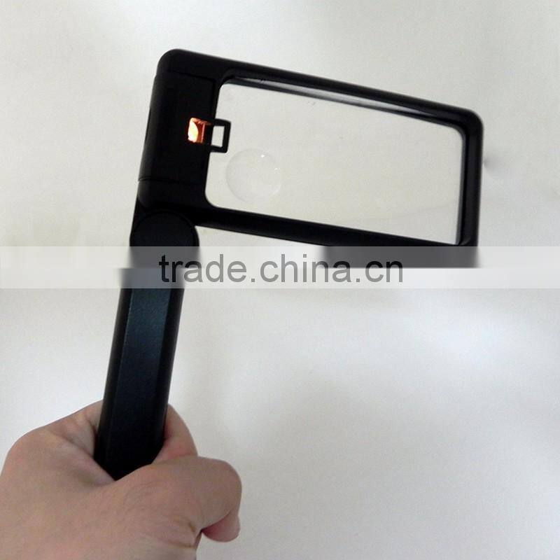 Hot Sale 3X Foldable Desktop Handheld Reading Magnifier With 2 LED Magnifying Glass
