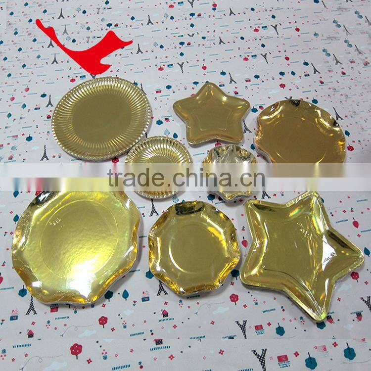 disposable round paper plate with foil film,square plate with foil film,special shaped plate with foil film