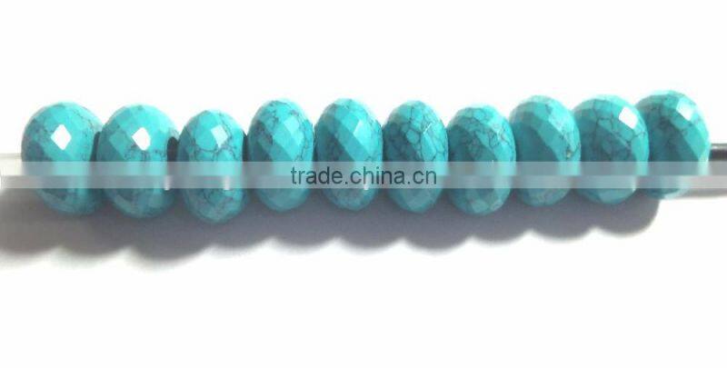 AAA Quality Chinese Turquoise Faceted Stylist Rondelle Big Hole Beads