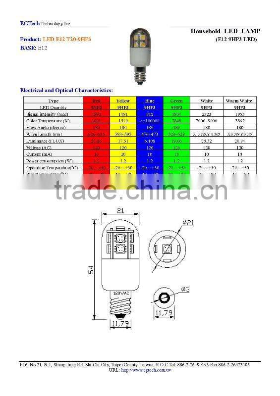 E12 T20-9HP3 LED Lamp
