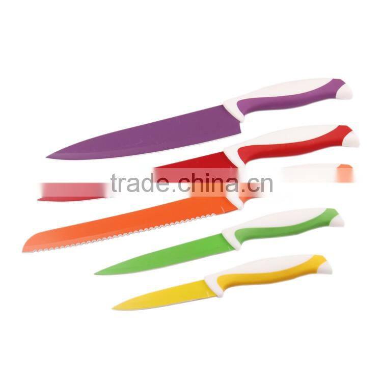 New Non-stick Chef Knife with Kitchen Acrylic Block Kitchen 5PCS Knife set