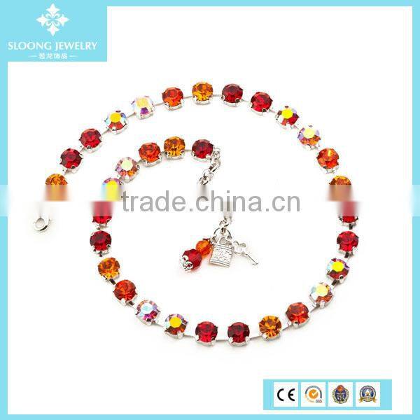 New Custom Brand Quality Red Crystal Fancy Necklace Sets