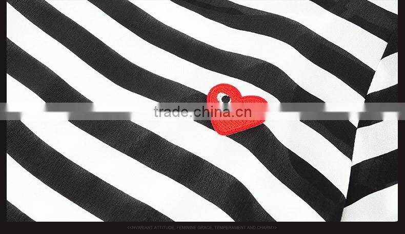 Women's Clothing Casual Temperament Simple Sexy Short-sleeved Striped dress Spring Summer wild