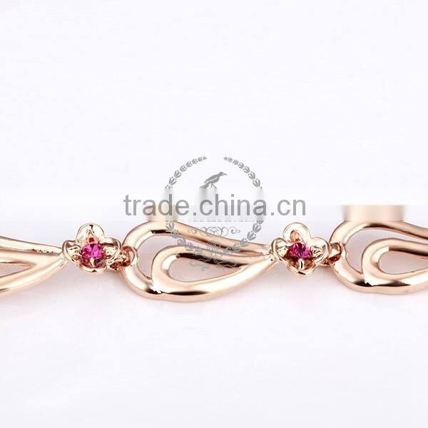18KGP rose gold plated purple crystal rhinestone Austria crystal elements women bangle bracelet fashion jewelry B004