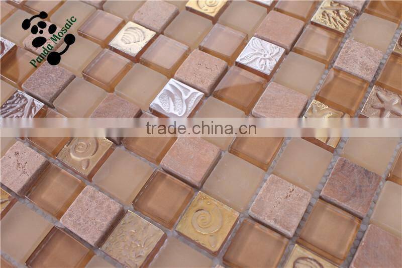 MB SMP33 Sweet Home Decorative Glass Mosaic Mix Natural Stone Mosaic Tile Hotel Mosaic Wall Tile