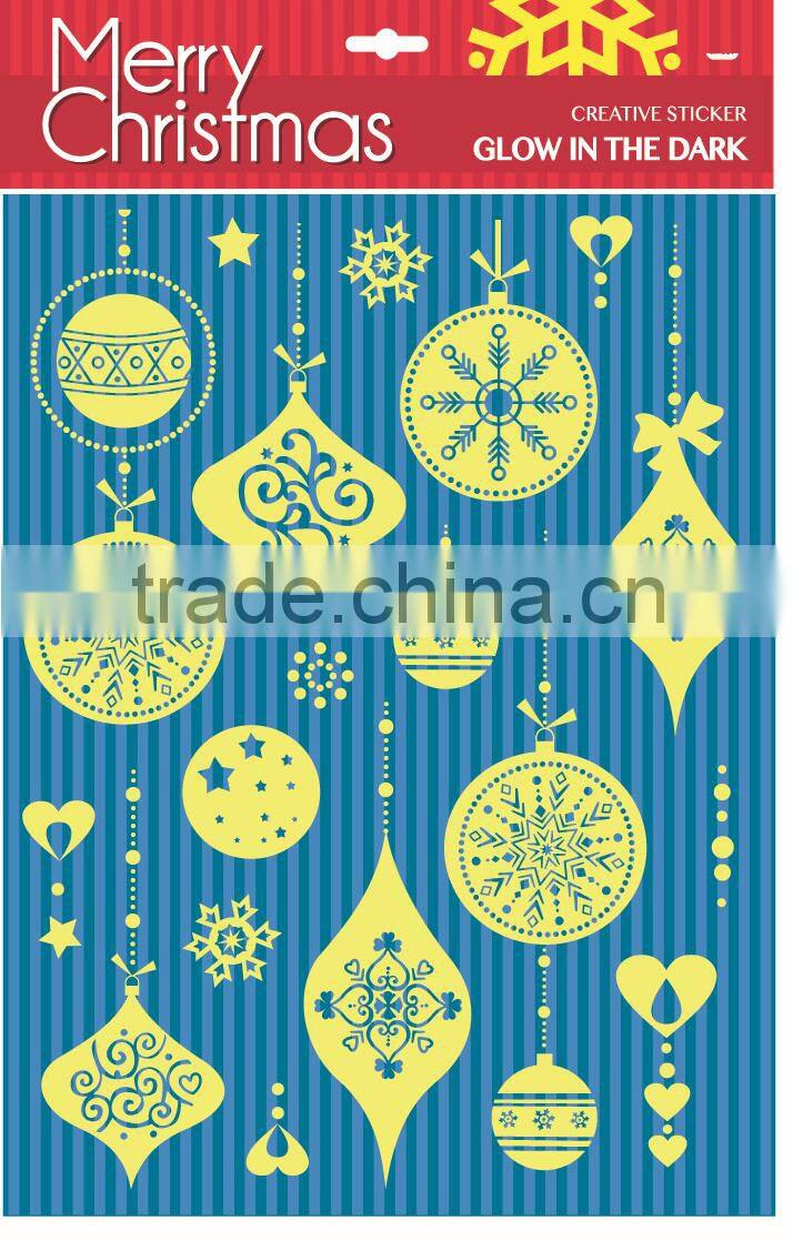 Christmas decoration night glow sticker room decorative sticker glow in the dark removable window sticker