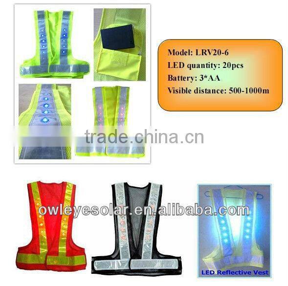 LED reflective vest with super bright LED for workplace safety