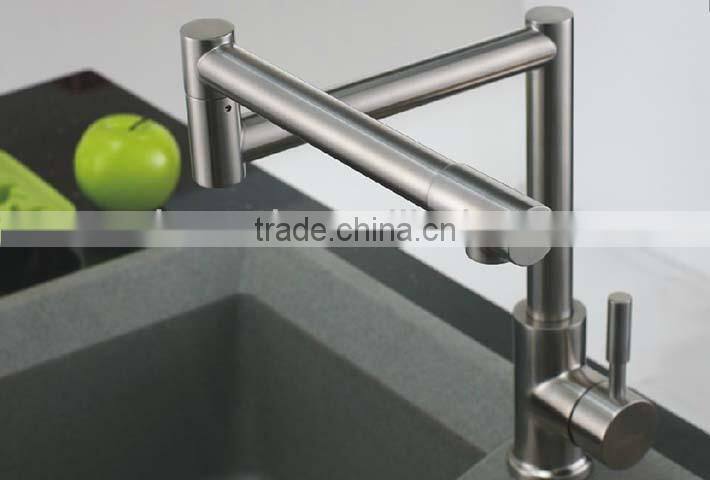 360 degree rotate folding nickle brushed finishing 304 stainless steel kitchen sink faucet mixer taps
