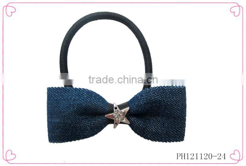 Elastic band human hair ponytail,black elastic hair bands for girls