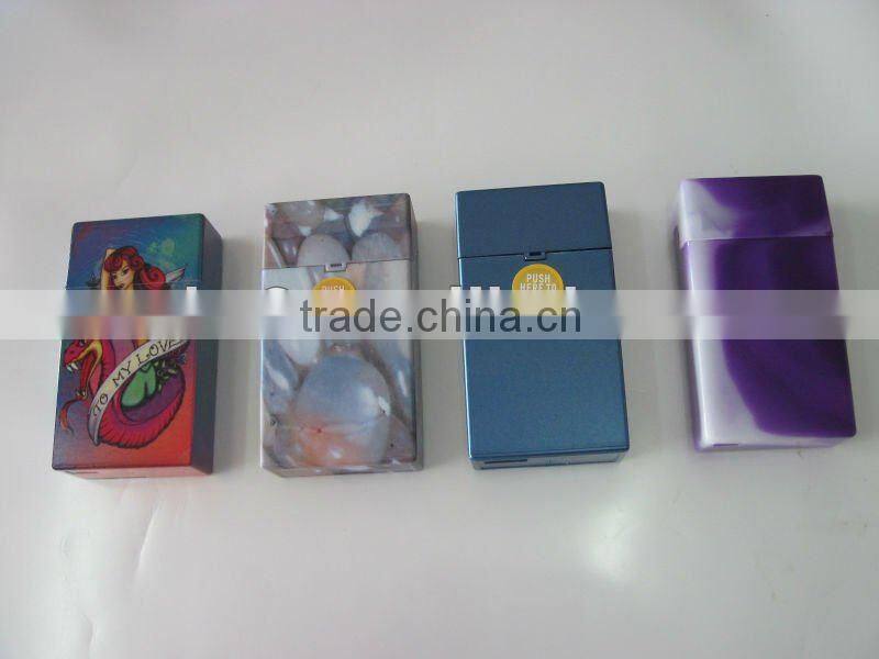 2012 Hot selling. Automatic open plastic cigarette case. Water transfer painted plastic cigarette box.