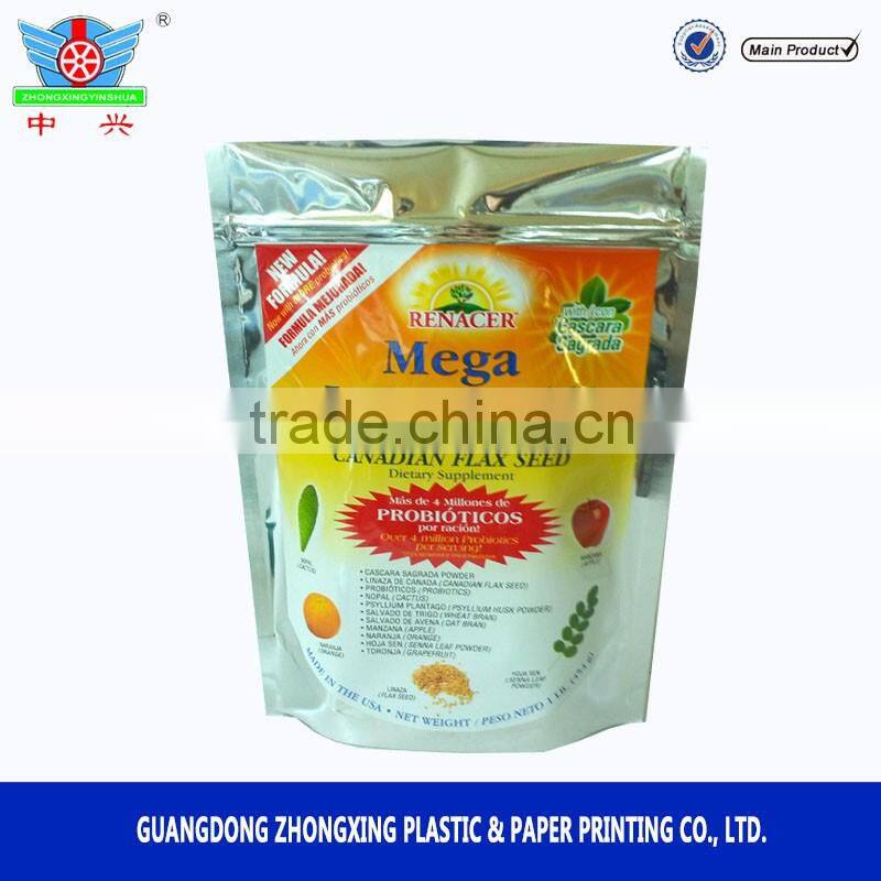 Customized food packing pouch stand up packaging foil sachet