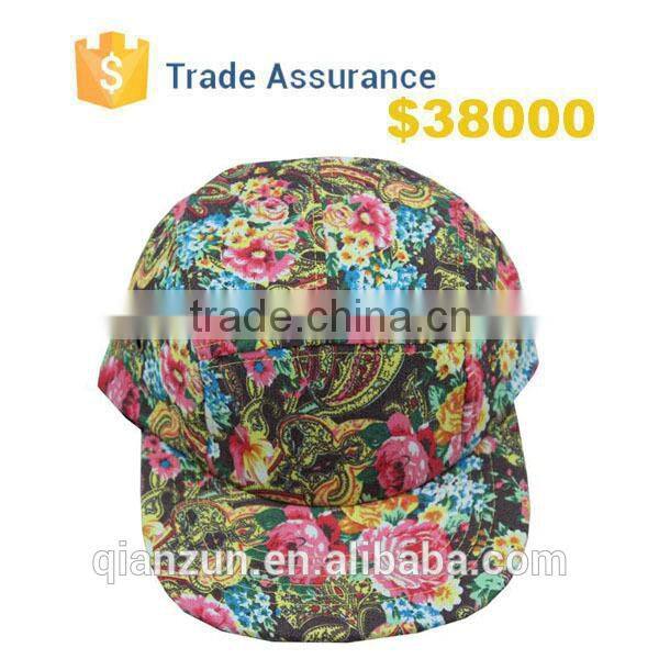 2015 Hot Sale Hip Hop 5 Panel Cap Camp Cap Women and Men Floral Blank Snapback Hat