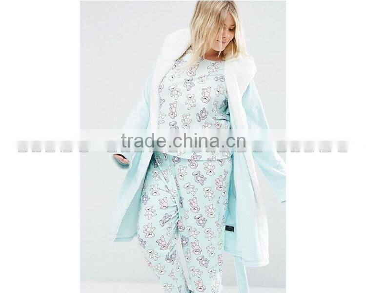 china suppliers coral fleece soft fabric cute cartoon womens sleepwear