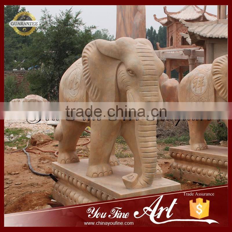 Outdoor garden decoration life size natural marble elephant sculpture