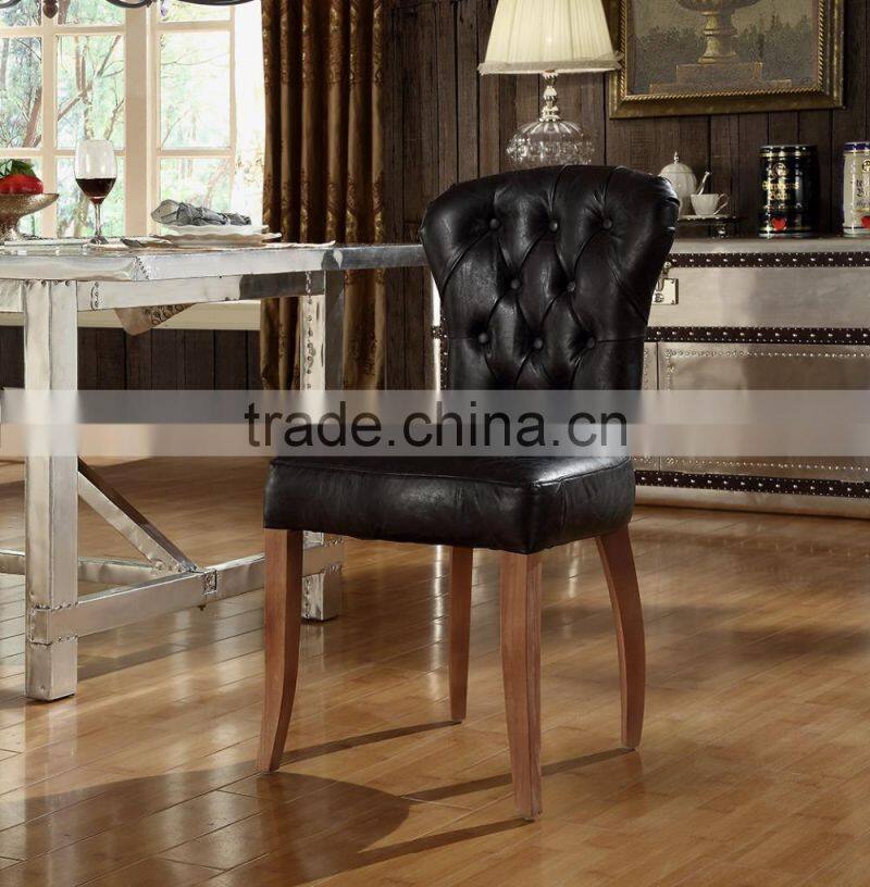 Luxury American Chesterfield Leather Side Chair With Button And Nail Head(MOQ=1PC)