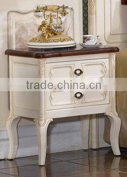Luxury Spanish style wooden white bedroom nightstand