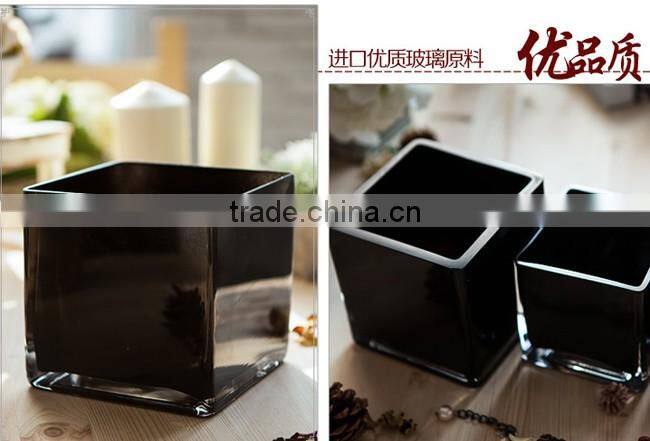 New design wedding table floral ornaments square glass vase