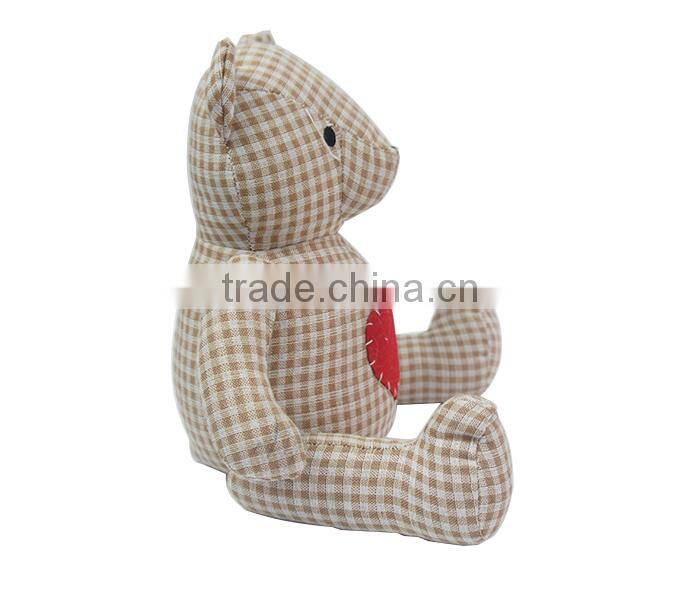 Store More Bear Checkd Cloth Sand Stuffed Cotton Animal Door Stopper