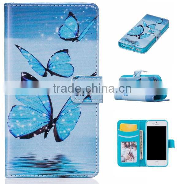 Embossed PU Flip Wallet Leather Phone Case For iPhone 5S SE