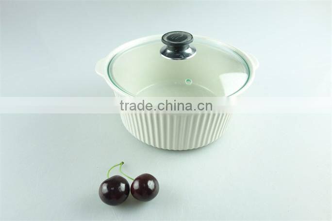 Small cheap ceramic pots/ soup tureen pot with glass lid & handles ceramic stoneware