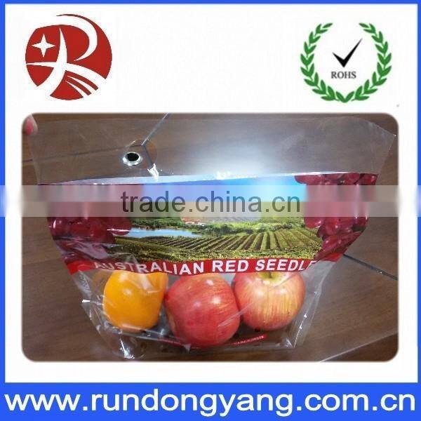 stand up pouch zipper fruit packing bag with air holes and handle