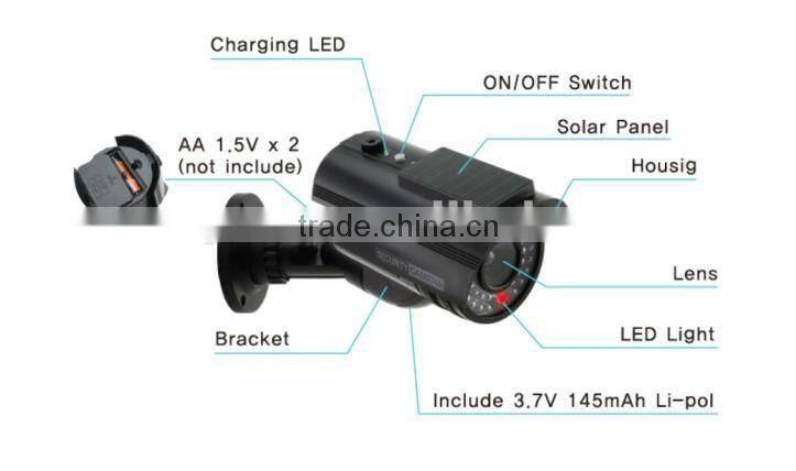 New Arrival!! Solar powered Vandal-proof Dummy security IR camera w/ outdoor rain shield for outdoor