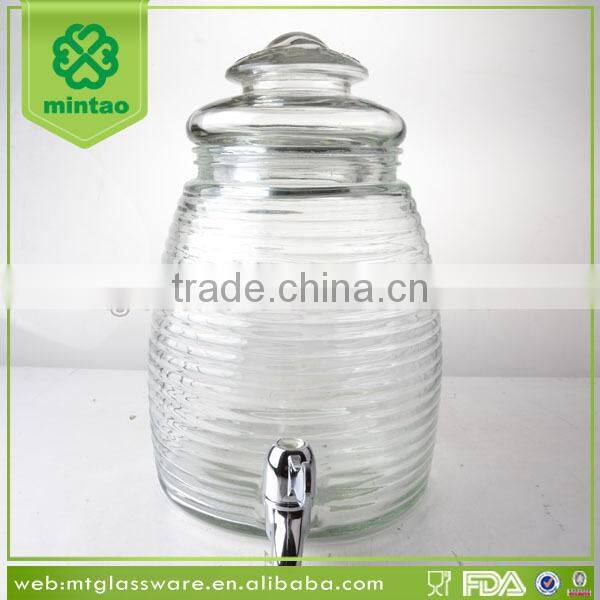 Clear glass juice beverage water dispenser with tap