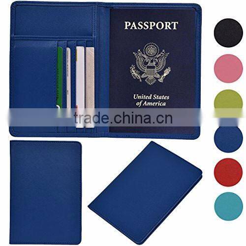 RFID Passport Holder, Cowhide Leather RFID Blocking Passport Case Cover Holder