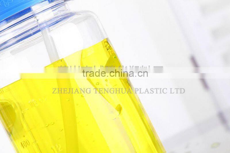 Pink Lid Plastic Baby Bottle Eco-friendly clear Baby Bottle with Straw