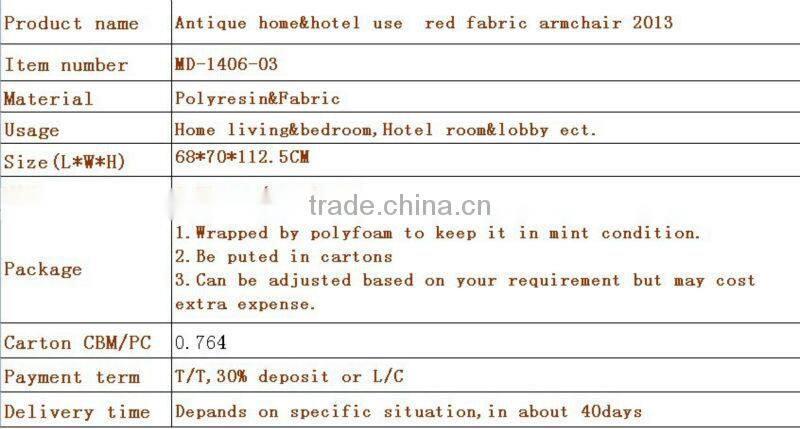 Antique home&hotel use red fabric dining room chair