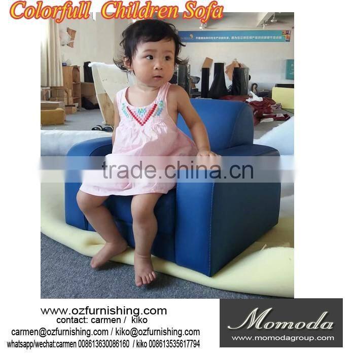 2017 new lovely blue and pink PU mini sofa for baby kids and children colorfull children furniture nursery school furniture