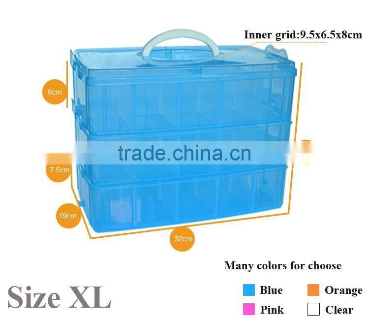 32cm XL Size Three layers Clear Portable Plastic Tool Organizer Container Divider Storage Bin&Box Tackle box