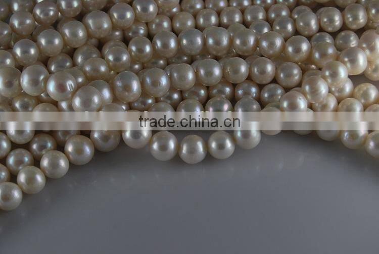 3-4mm AA white round freshwater pearl strand