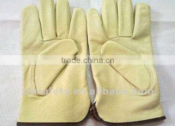 Yellow Cow Grain leather Driver glove with CE