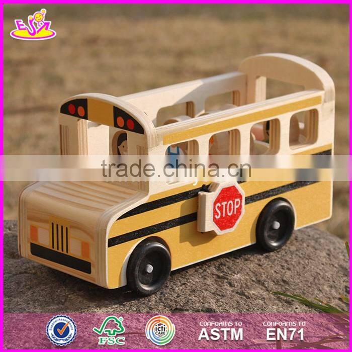 2017 New design toddlers go sightseeing wooden bus toys W04A340